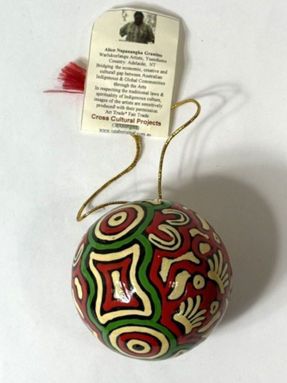 Handmade Australian indigenous culture Christmas ornament.